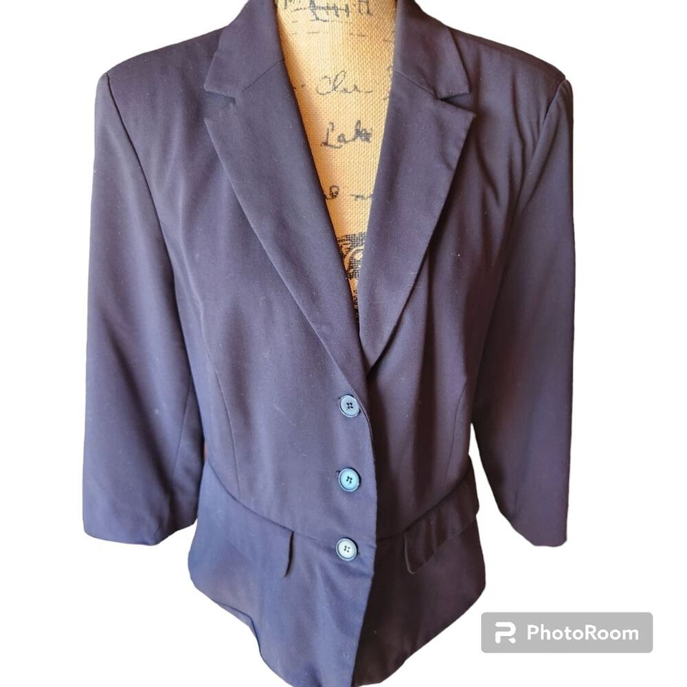 Worthington Plus Size Peplum Black Blazer Womens SZ 18 Office‎ Professional Work